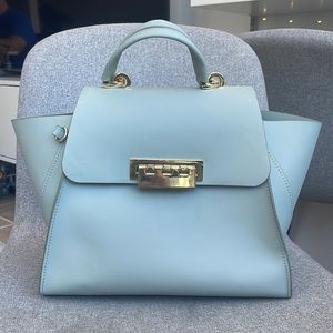 Zac Posen Light Blue Grey lesther bag large